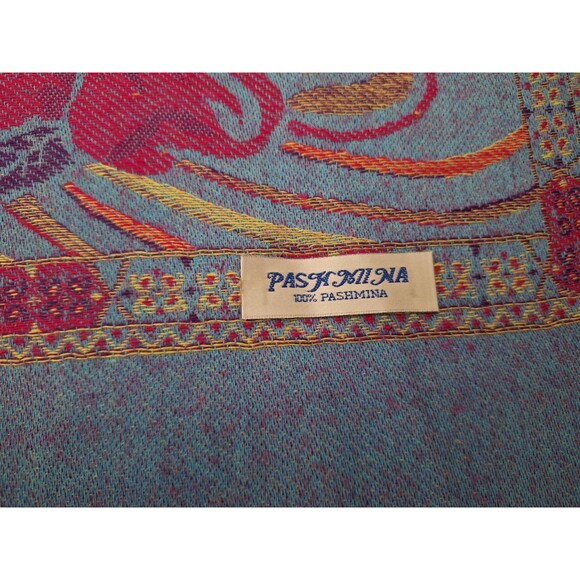 Pashmina Scarf Wrap Shawl Long Paisley Print Pink Blue Fringe Winter Casual - Picture 5 of 6